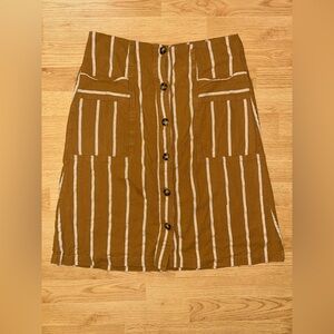 Indigo Rising Women’s Striped Brown Button-Down Skirt